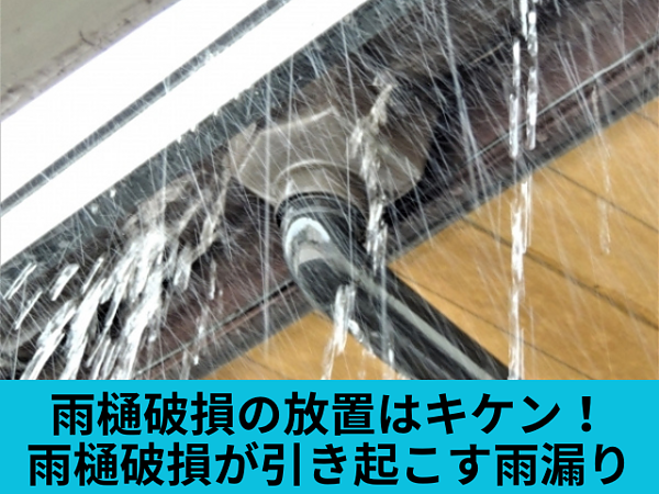 雨樋破損の放置はキケン！雨樋破損が引き起こす雨漏りの画像