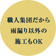 職人集団だから雨漏り以外の施工もOK